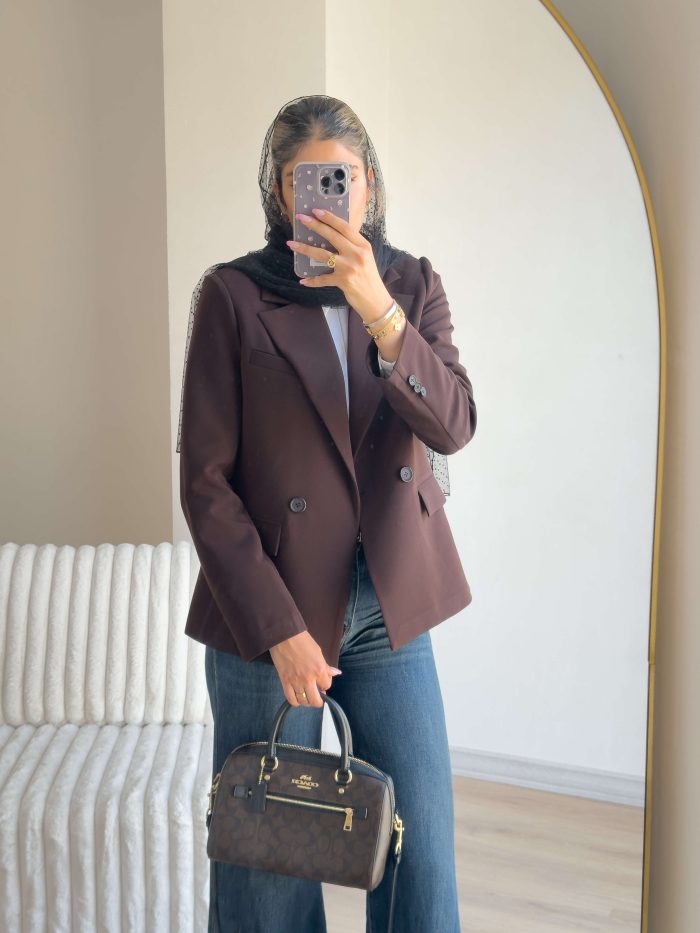 کت کرپ قهوه ای - Image 2