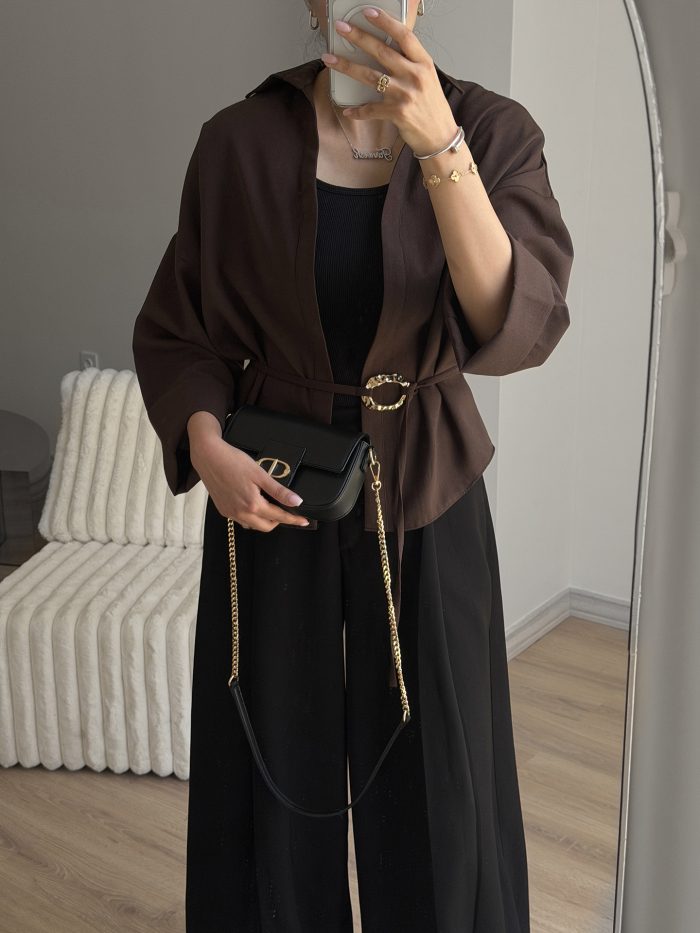 شومیز قهوه ای Elara - Image 4