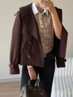 بارونی یقه انگلیسی Brown - Image 2